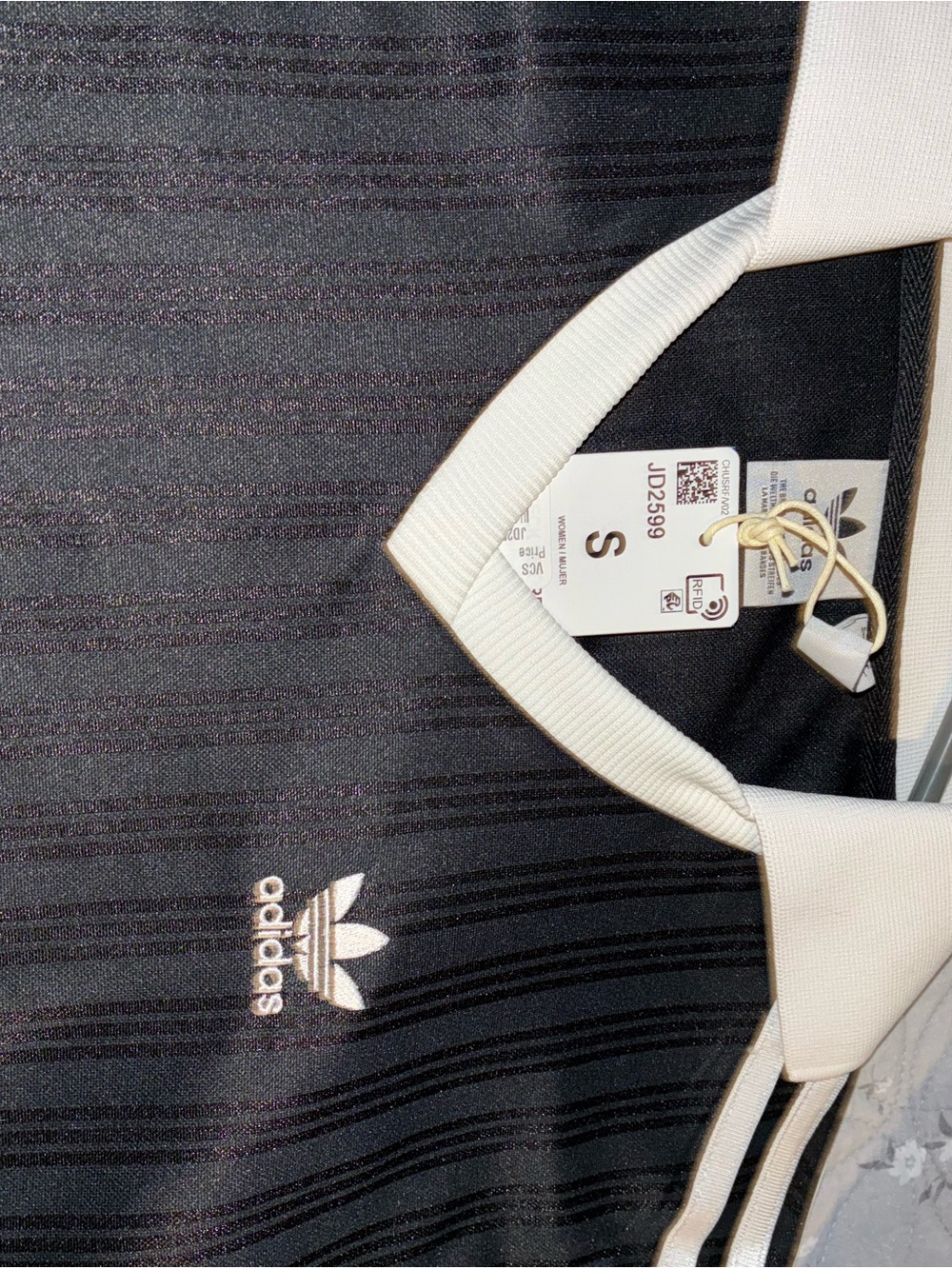 adidas Black with White Trim Striped Women’s Polo Dress